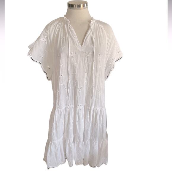 MANGO Open Work Detailed Eyelet Dress White Size M - Picture 3 of 13